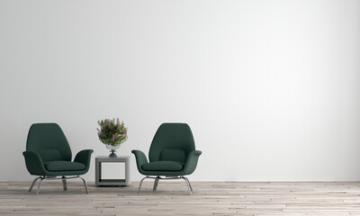 Fototapeta premium Modern living room and mock up furniture interior design and white wall texture background