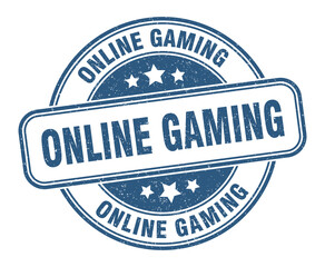 online gaming stamp. online gaming label. round grunge sign