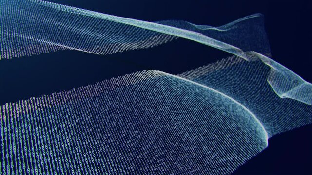 3d render. Botswana digital flag with binary code texture flies in the wind. Seamless loop.