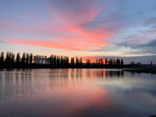 Fototapeta premium sunset over the river