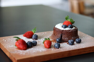 chocolate cake with strawberries