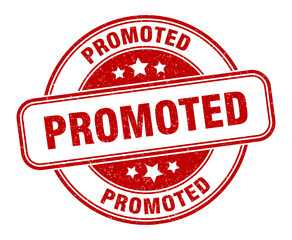 promoted stamp. promoted label. round grunge sign