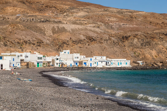 FUERTEVENTURA, SPAIN - 18 FEBRUARY, 2018: Traditional fishing houses in Pozo Negro, Fuerteventura, Spain.