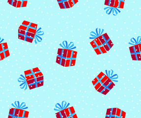 Seamless pattern with gift boxes