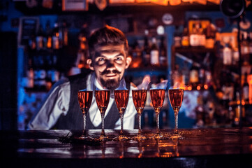 Barman creates a cocktail on the brasserie