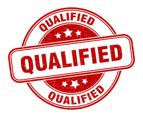 qualified stamp. qualified label. round grunge sign