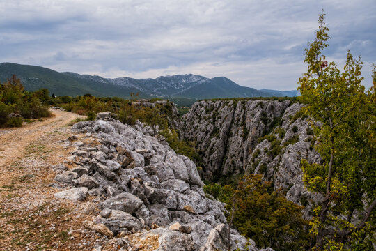 Cetina river canyon, near Zadvarje, Croatia. Another called lika Cetina Gorge. August 2020