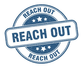 reach out stamp. reach out label. round grunge sign
