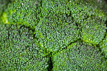 Texture of fresh broccoli vegetables. Macro photography.