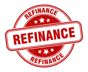 refinance stamp. refinance label. round grunge sign