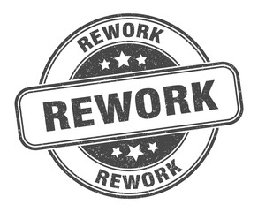 rework stamp. rework label. round grunge sign