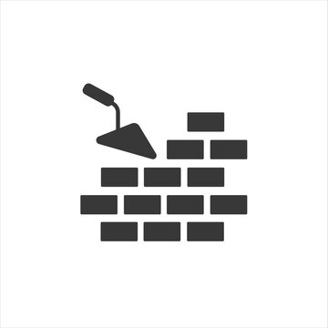 Vector icons brickwork and building trowel modern flat style