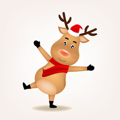 Happy Christmas companions. The Reindeer greeting charecter isolate background.