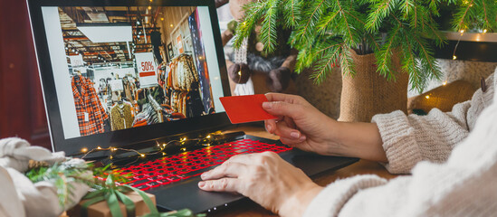 Christmas online shopping, sales and discounts promotions during the Christmas holidays, online...
