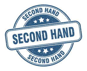 second hand stamp. second hand label. round grunge sign