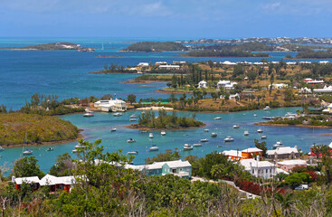 View of Bermuda tropical landscape.
