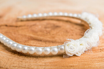 pearl necklace on white