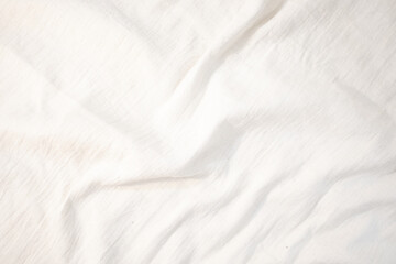 Fabric backdrop White linen canvas crumpled natural cotton fabric Natural handmade linen top view background Organic Eco textiles White Fabric texture