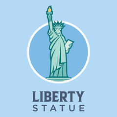 Statue of Liberty Landmark In New York Vector Flat Design Illustration. United States Travel and Attraction , Landmarks And Tourism