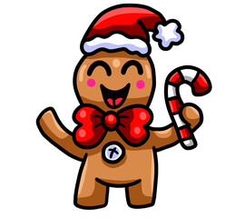 Adorable Stylized Happy Christmas Gingerbread Man
