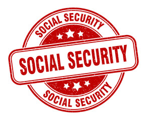 social security stamp. social security label. round grunge sign