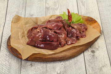 Raw chicken liver ready for cooking
