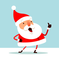 Santa Claus showing thumb up. Flat vector concept illustration.