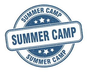 summer camp stamp. summer camp label. round grunge sign