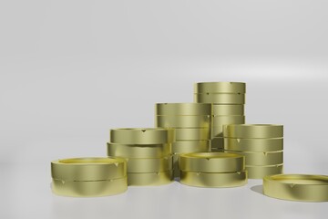 3d rendering of golden coins for increasing growth economic./Wealth economic saving concept