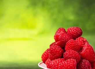 raspberry close-up on a green background