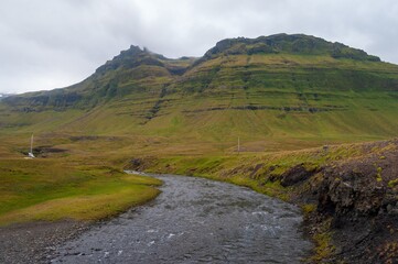 Fototapeta na wymiar River under mountain in Iceland