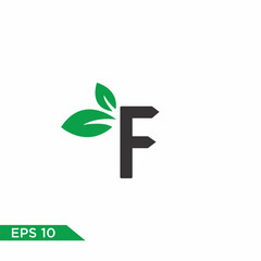  F font logo leaf vector logo template
