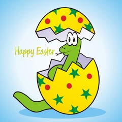 Happy Easter, postcard, snake, vector illustration