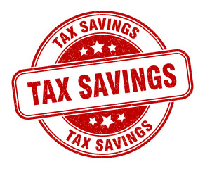 tax savings stamp. tax savings label. round grunge sign