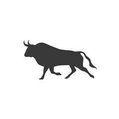 Strong black bull design icon template logo vector