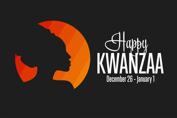 Happy Kwanzaa. December 26 until January 1. Holiday concept. Template for background, banner, card, poster with text inscription. Vector EPS10 illustration.