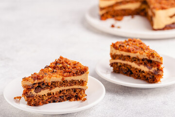 Vegan homemade carrot cake with pecans.