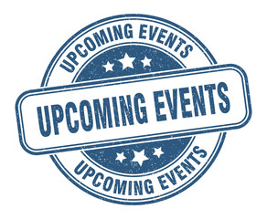upcoming events stamp. upcoming events label. round grunge sign