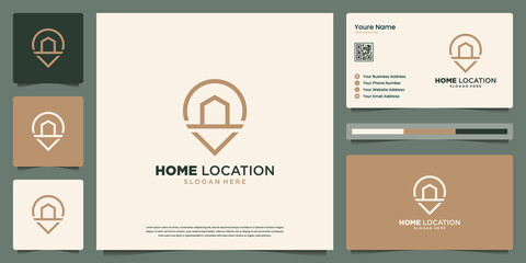 Minimalist home location logo design templates and business card design