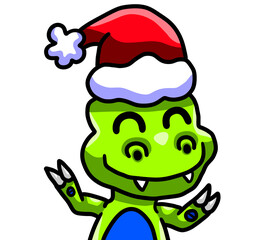 Adorable Stylized Happy Christmas Baby T Rex