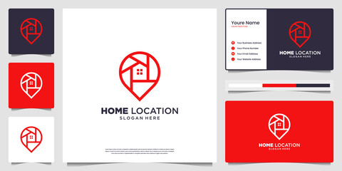 Home location logo design with creative liner and business card design