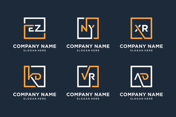 Set of initial logo with letter monogram elegant business collection, icon, square, premium logo for you company