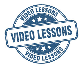 video lessons stamp. video lessons label. round grunge sign
