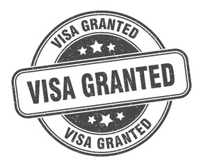 visa granted stamp. visa granted label. round grunge sign