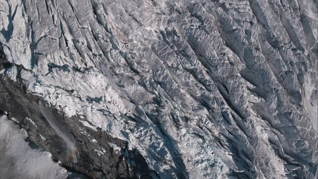 Aerial view of the Fellaria glacier in Chiesa in Valmalenco, Lombardy, Italy.