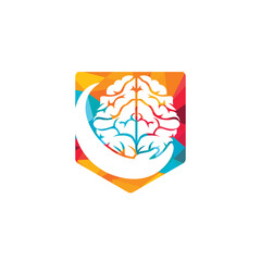 Brain care vector logo design. Smart care logo design concept.	