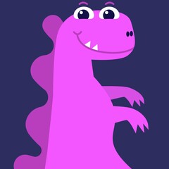 Dinosaur tyrannosaurus cute in flat style for designing dino party, children, kids holiday, dinosaurus related materials. For card, poster, wallpaper, banner. Jurassic park theme.