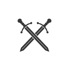 Sword vector icon on white. Flat vector