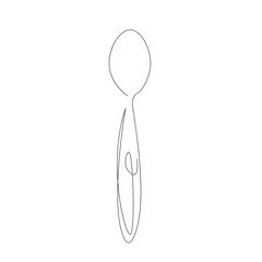 Spoon line drawing on white background, vector illustration	