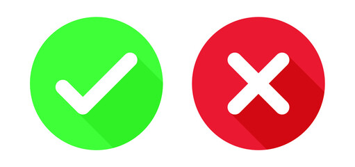 cross & check icon, do dont icon, Confirm and reject icons, Green tick symbol and red cross sign in circle, 